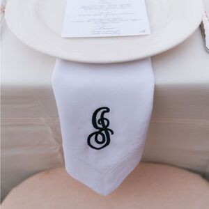 Navy and Ivory Monogrammed “J” Napkin